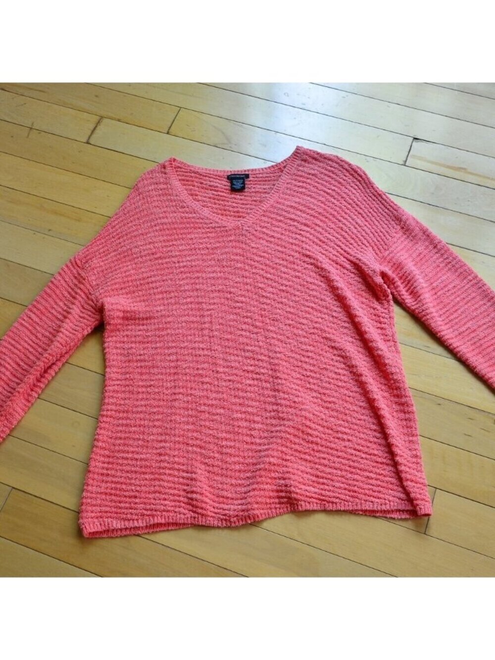 CALVIN KLEIN Jeans Knit V-Neck Sweater Size XXL Coral
